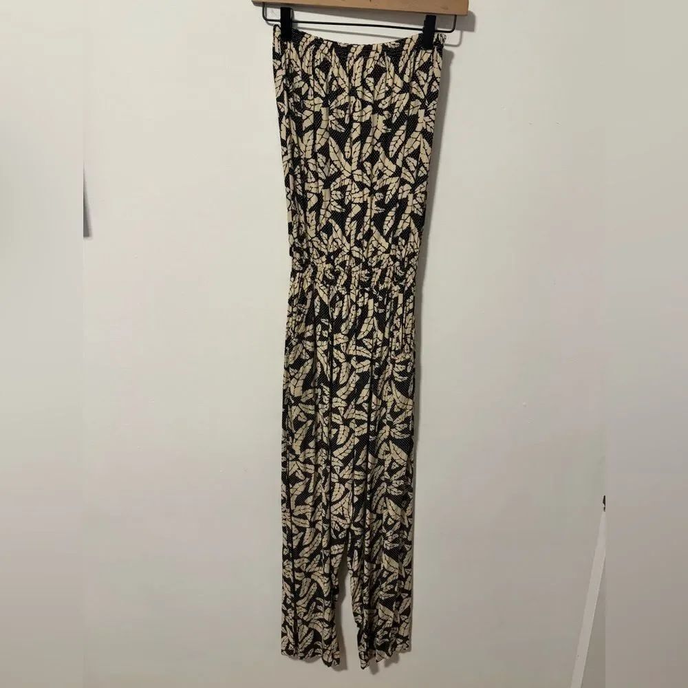 BEACHGOLD Black and Cream Print Jumpsuit Coverup Small
